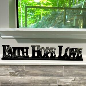Faith Hope Love Shelf or Tabletop Decor
